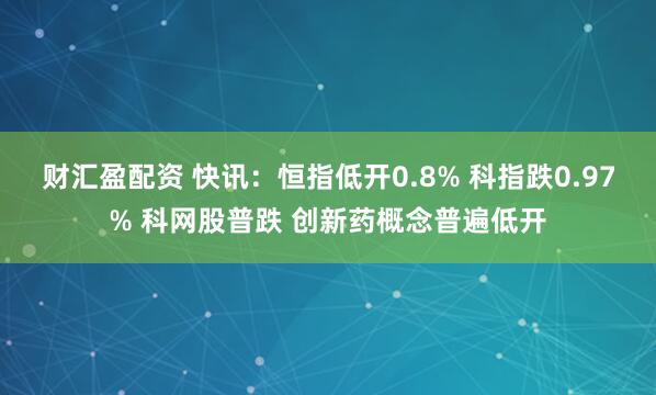 财汇盈配资 快讯：恒指低开0.8% 科指跌0.97% 科网股普跌 创新药概念普遍低开