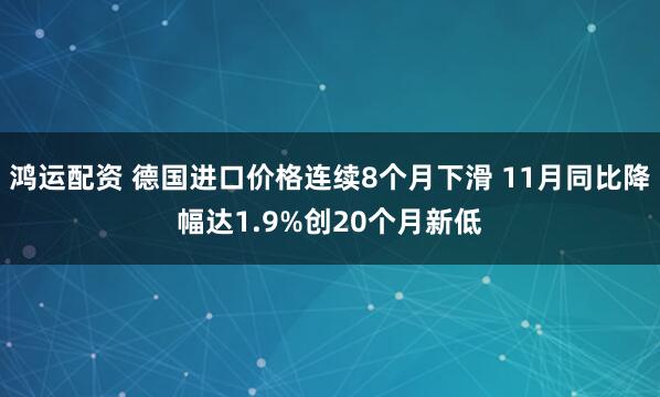鸿运配资 德国进口价格连续8个月下滑 11月同比降幅达1.9%创20个月新低